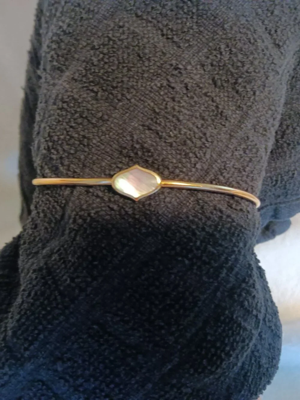 NIB Kabana Mother of Pearl inlay cuff bangle bracelet 14k rose gold Na Hoku
